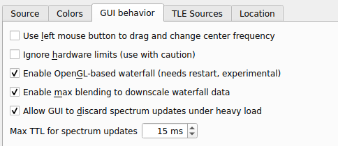 SigDigger - Basic Config: In the GUI behaviour it's recommended to enable a few things if your PC support it