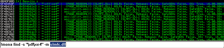 Check for bad chars - Find a JMP ESP as a return address: Then, if some address is found, choose one that don't contain any badchar