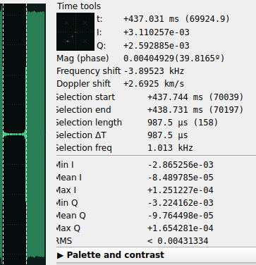 Get Symbol Rate - With one symbol: Select the smallest symbol you can find (so you are sure it's just 1) and check the "Selection freq". I this case it would be 1.013kHz (so 1kHz)