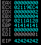 Send the exploit and check if EIP is affected - Create a pattern to modify the EIP: With this buffer the EIP crashed should point to 42424242 ("BBBB")