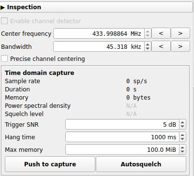 Basic Config - Uses: Just to capture some time of a signal and analyze it just maintain the button "Push to capture" as long as you need