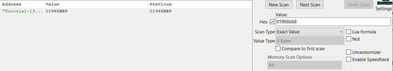 Random Memory Address - Finding the code - Random Memory Address - Finding the pointer: Then, perform a new scan searching for the hex value between " ()" (the value of $edx in this case)