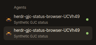 GJC completion status in the Agents list