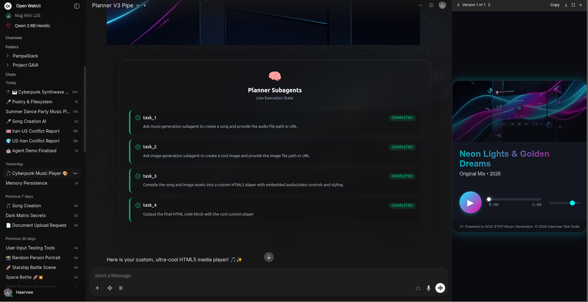 Task Completion and Media Player