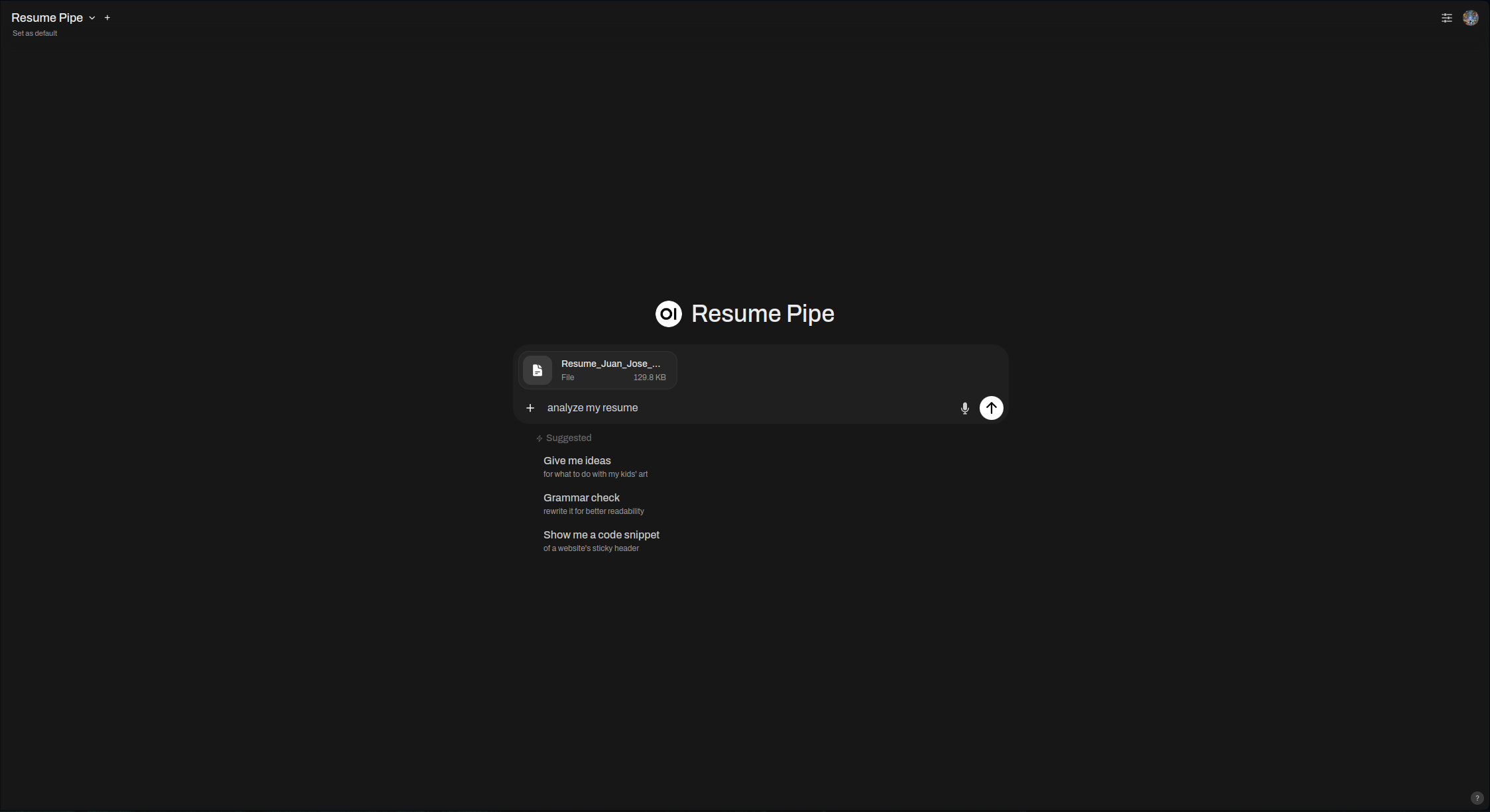 Resume Analyzer Example 1