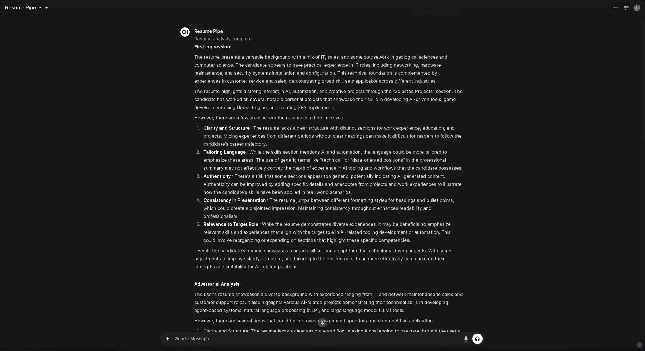 Resume Analyzer Example 3