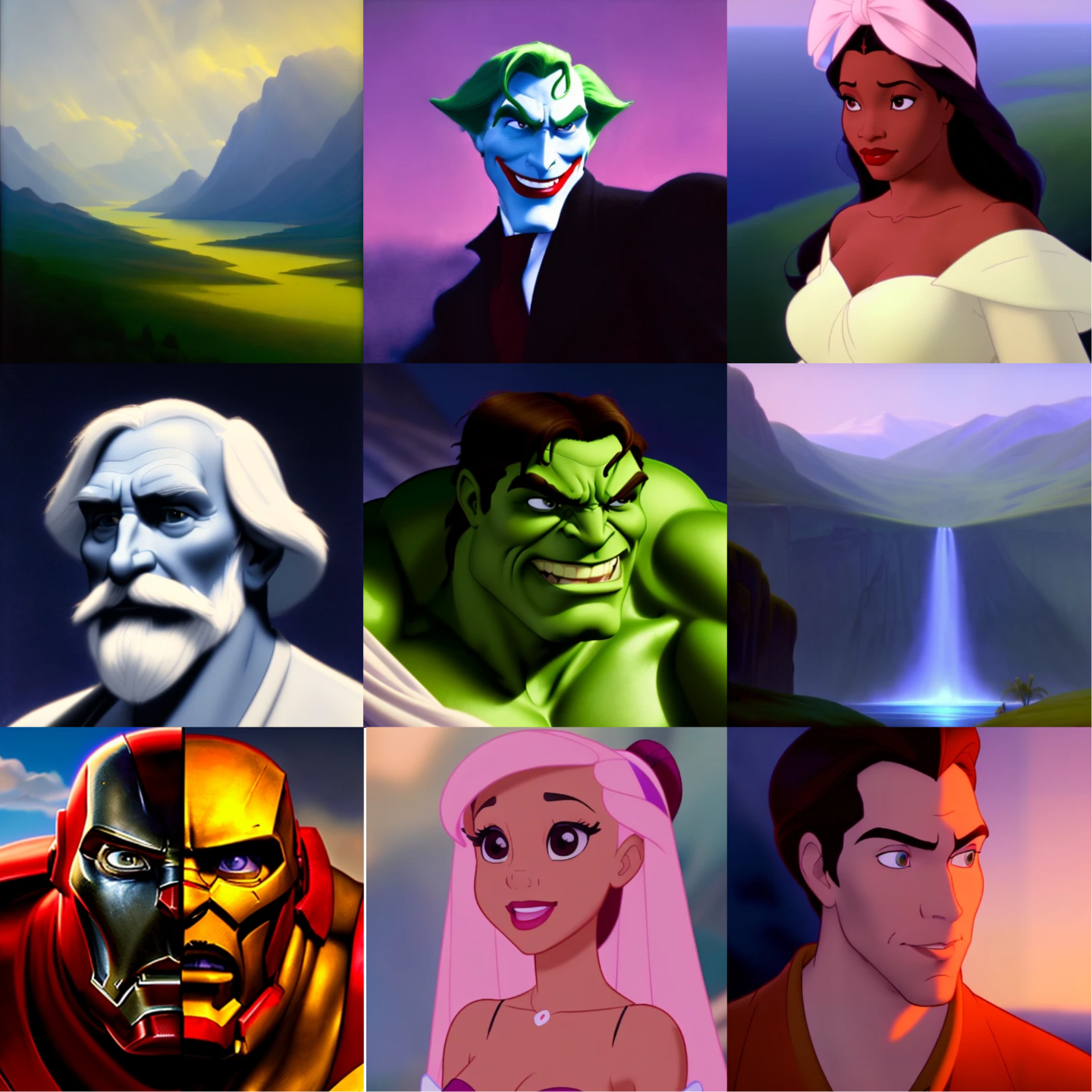 Example of images created using Classic Animation Diffusion model.