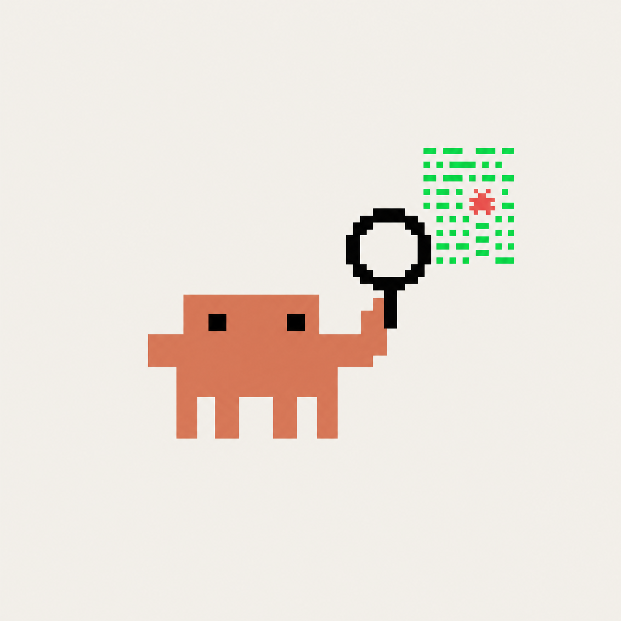 Claw'd inspecting code with a magnifying glass and spotting a bug