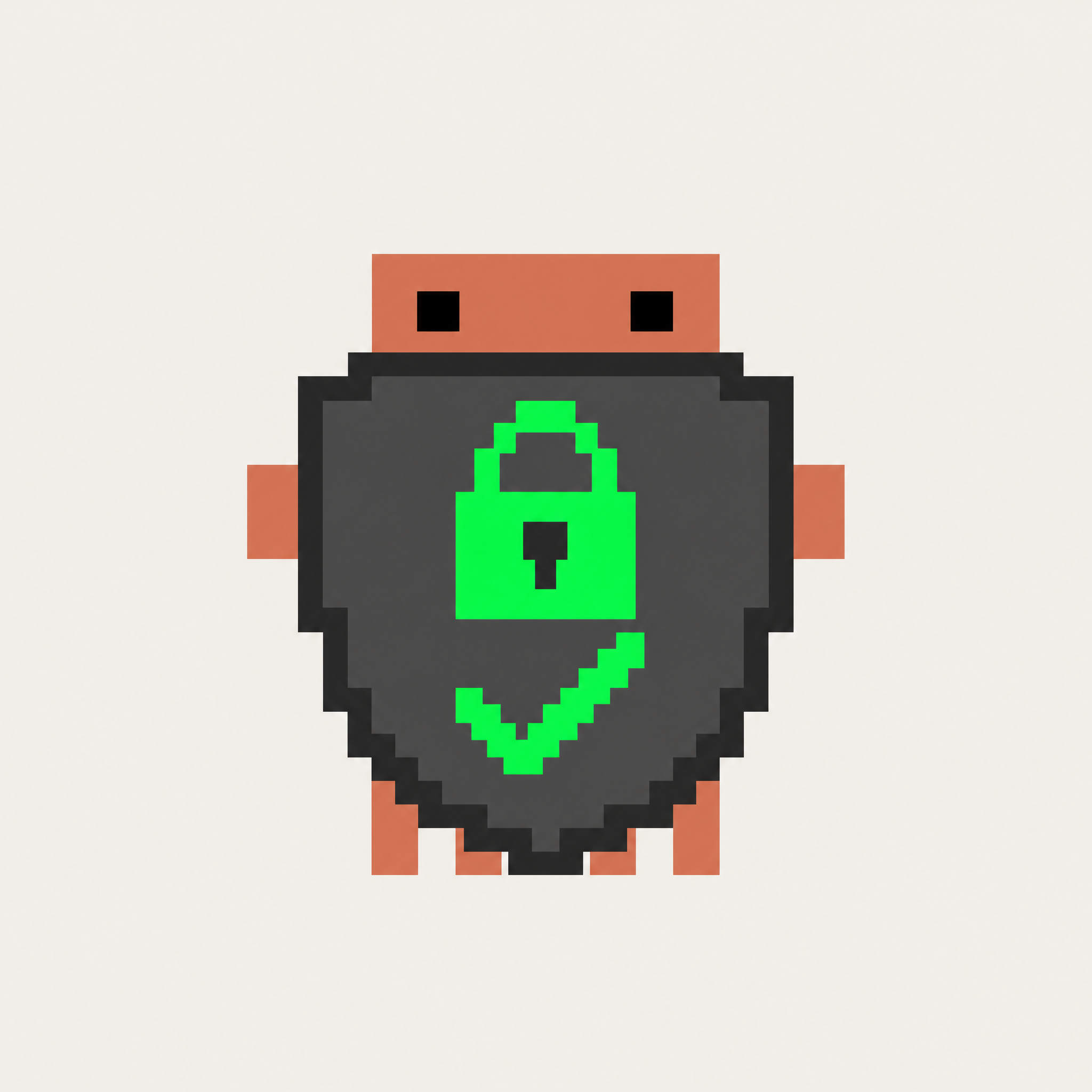 Claw'd standing guard behind a shield with a green padlock — the read-only iron law