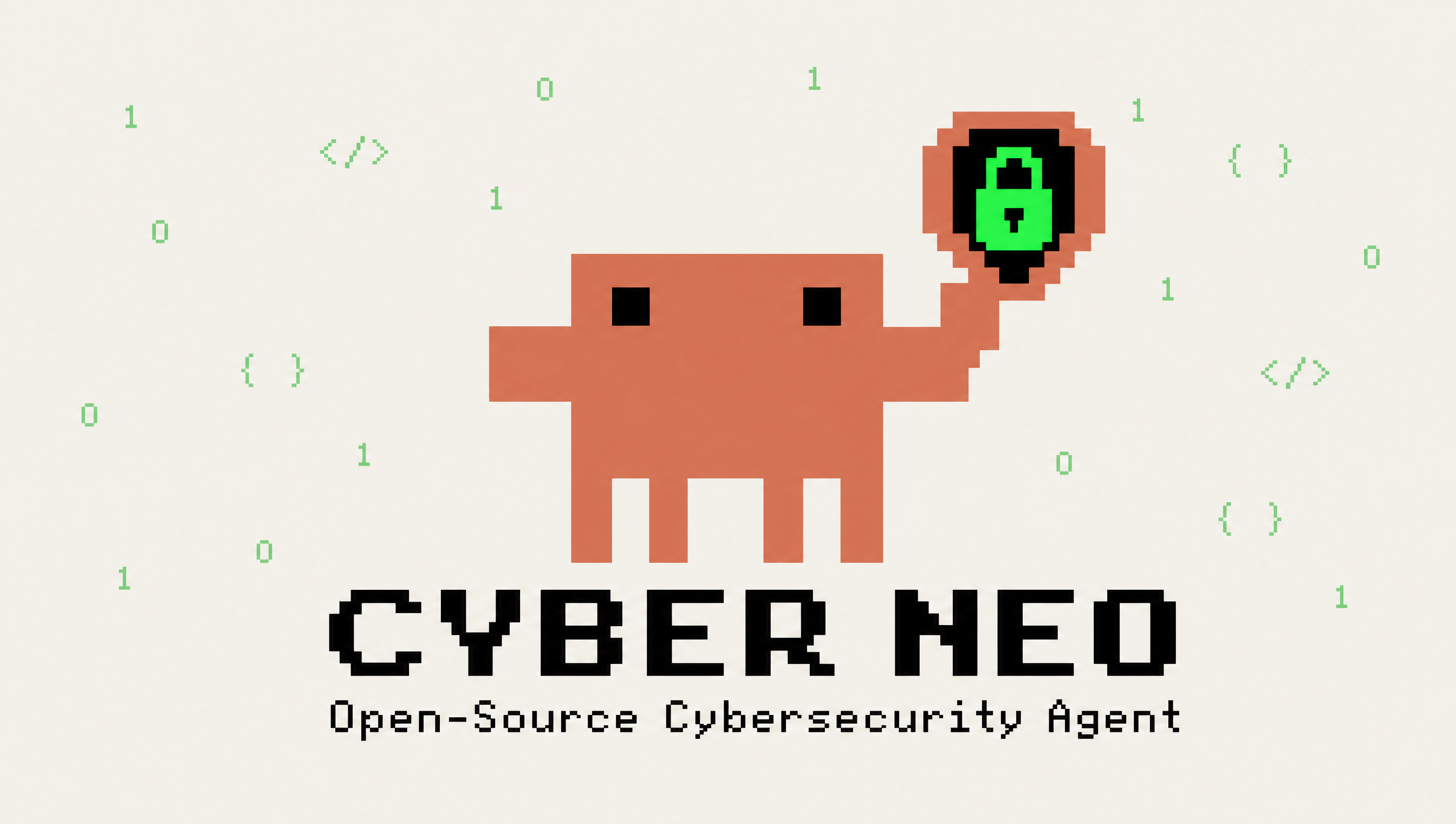 Cyber Neo — Claw'd, the open-source cybersecurity mascot, holding a green padlock shield