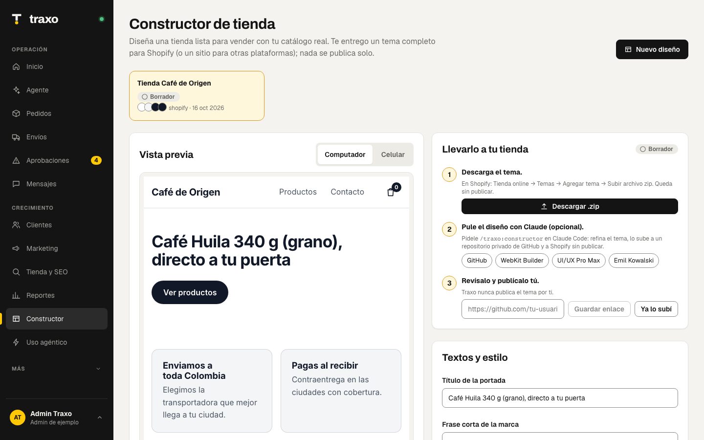 Store builder: Shopify theme