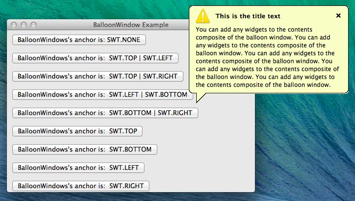 Screen Shot of the BalloonWindow Widget