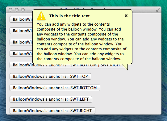 Screen Shot of the BalloonWindow Widget