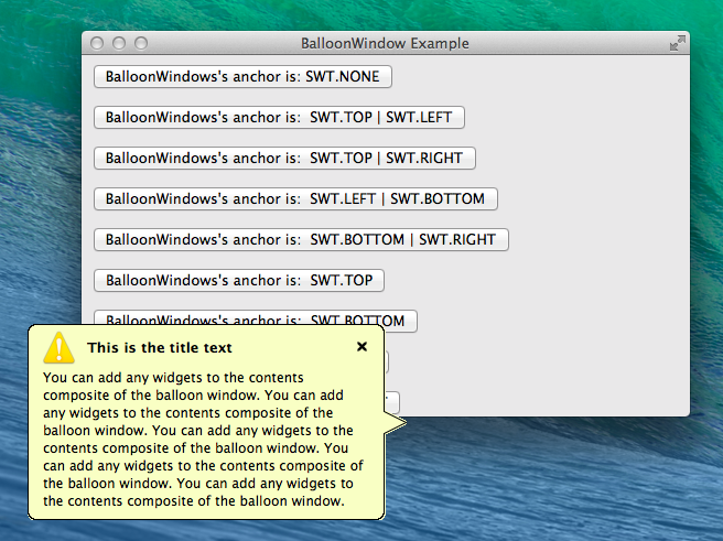Screen Shot of the BalloonWindow Widget