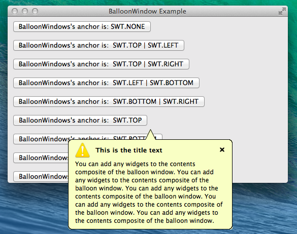Screen Shot of the BalloonWindow Widget
