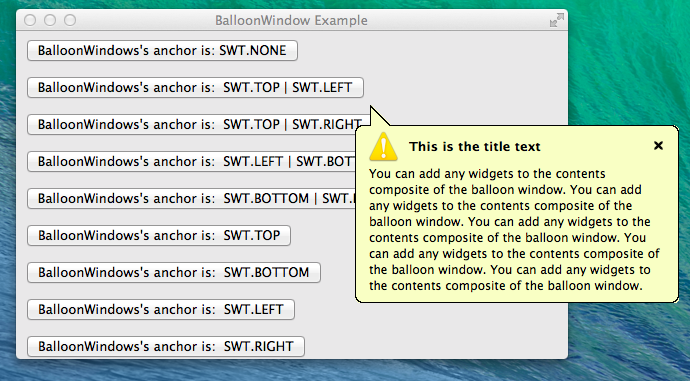 Screen Shot of the BalloonWindow Widget