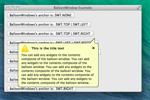 Screen Shot of the BalloonWindow Widget