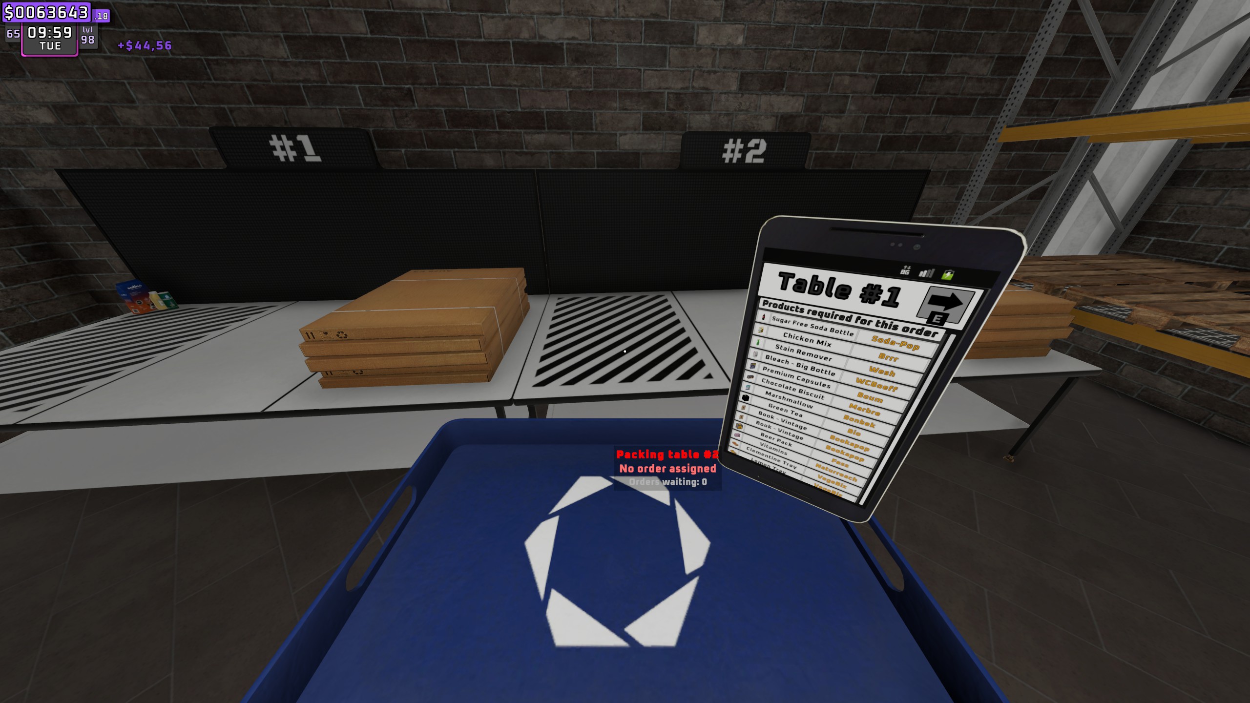 Packing table without an order