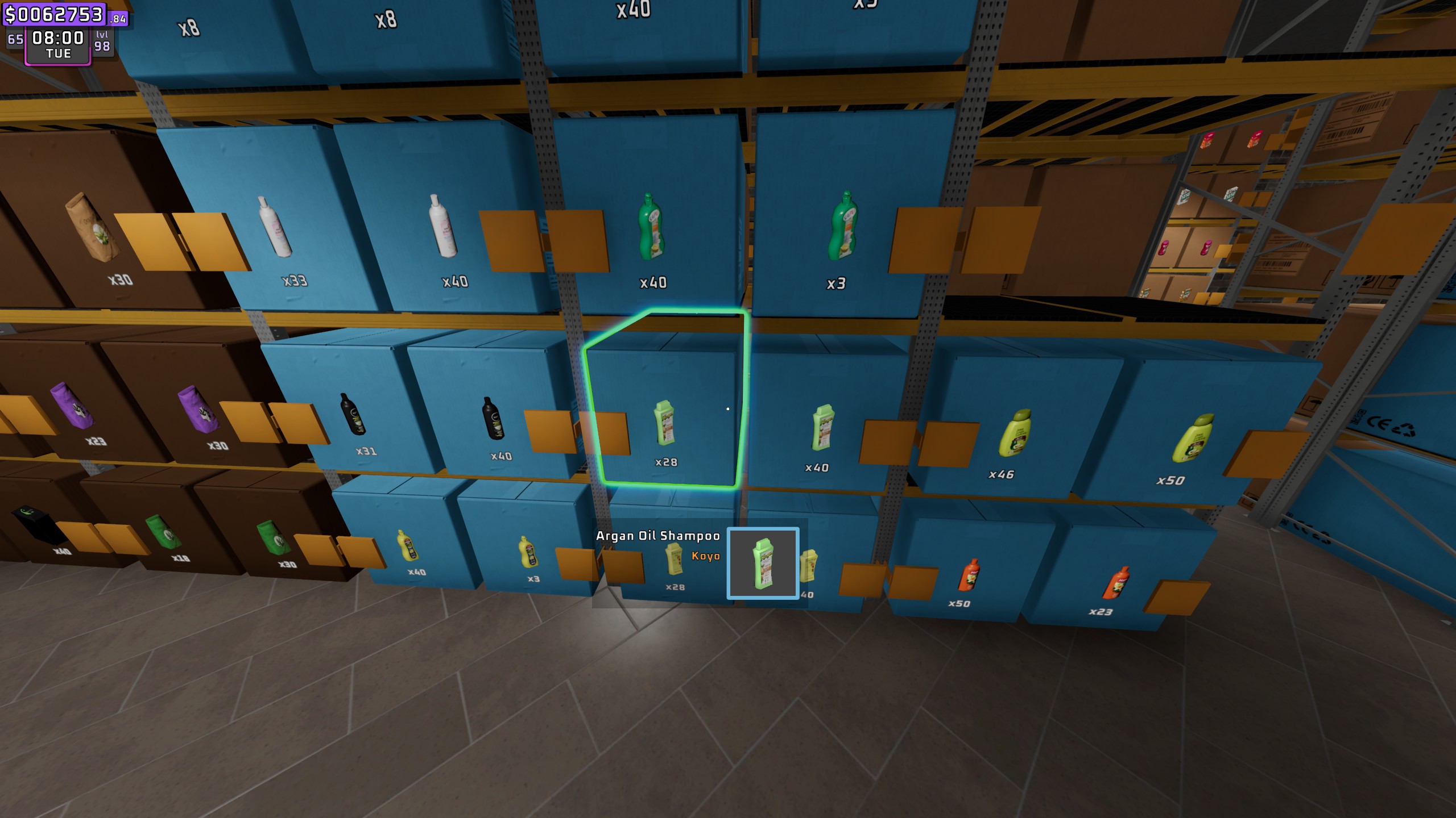 Outline on the storage box you look at, with the product panel moved under the crosshair