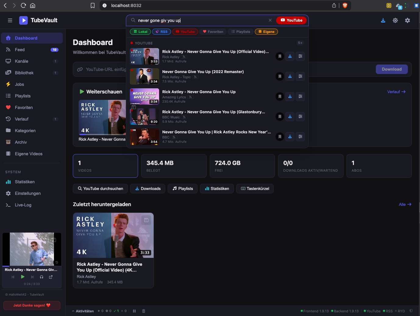 TubeVault Screenshot