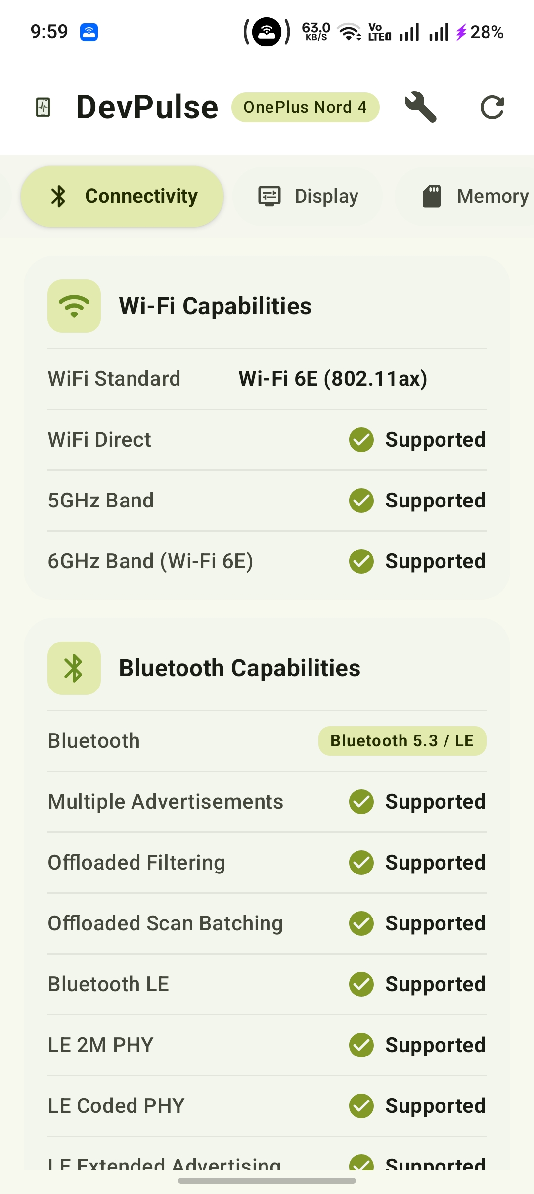 Connectivity Screen