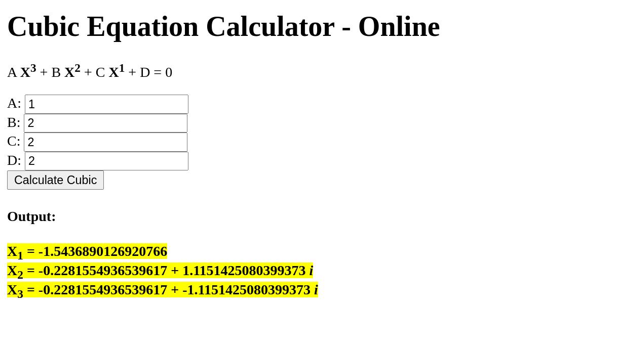 Cubic Equation Calculator