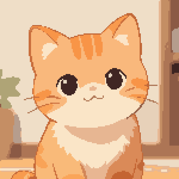 Pixel Art Generator 输出的橙色猫咪像素画示例