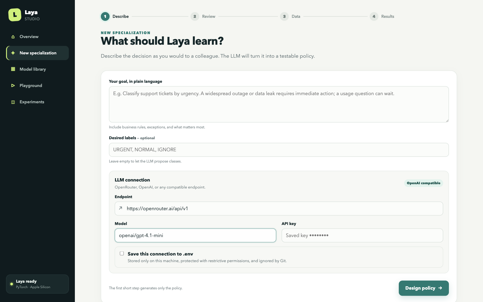 Laya Studio specialization creation interface