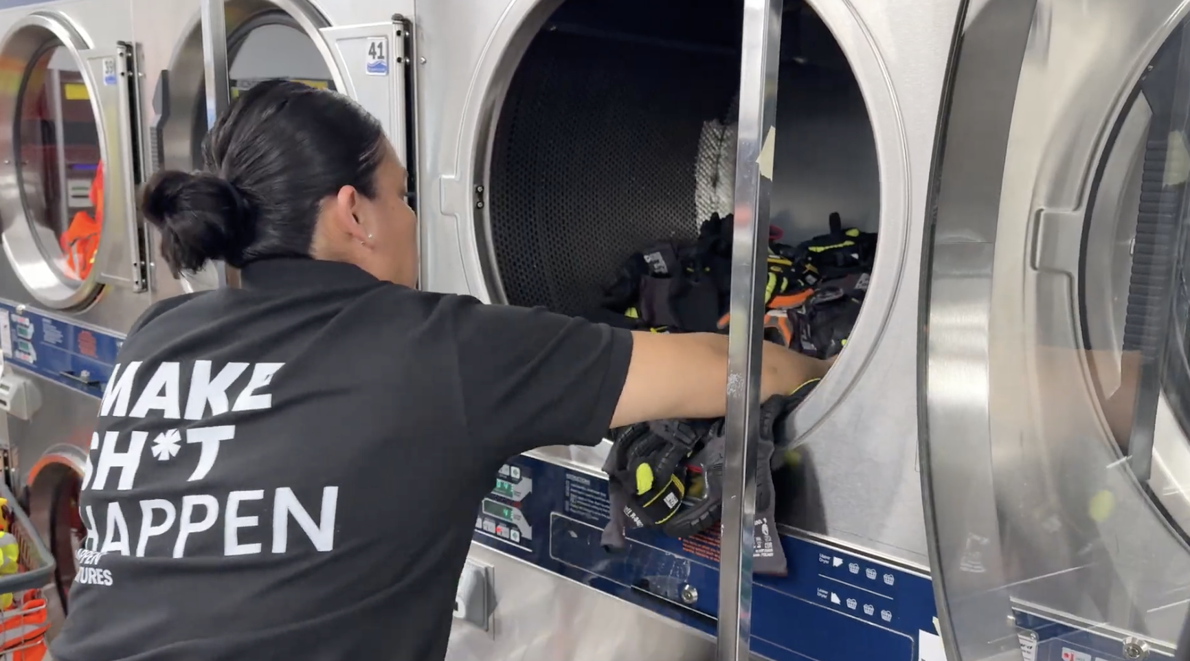 PPE gloves laundered and drying at an R3 rewash facility