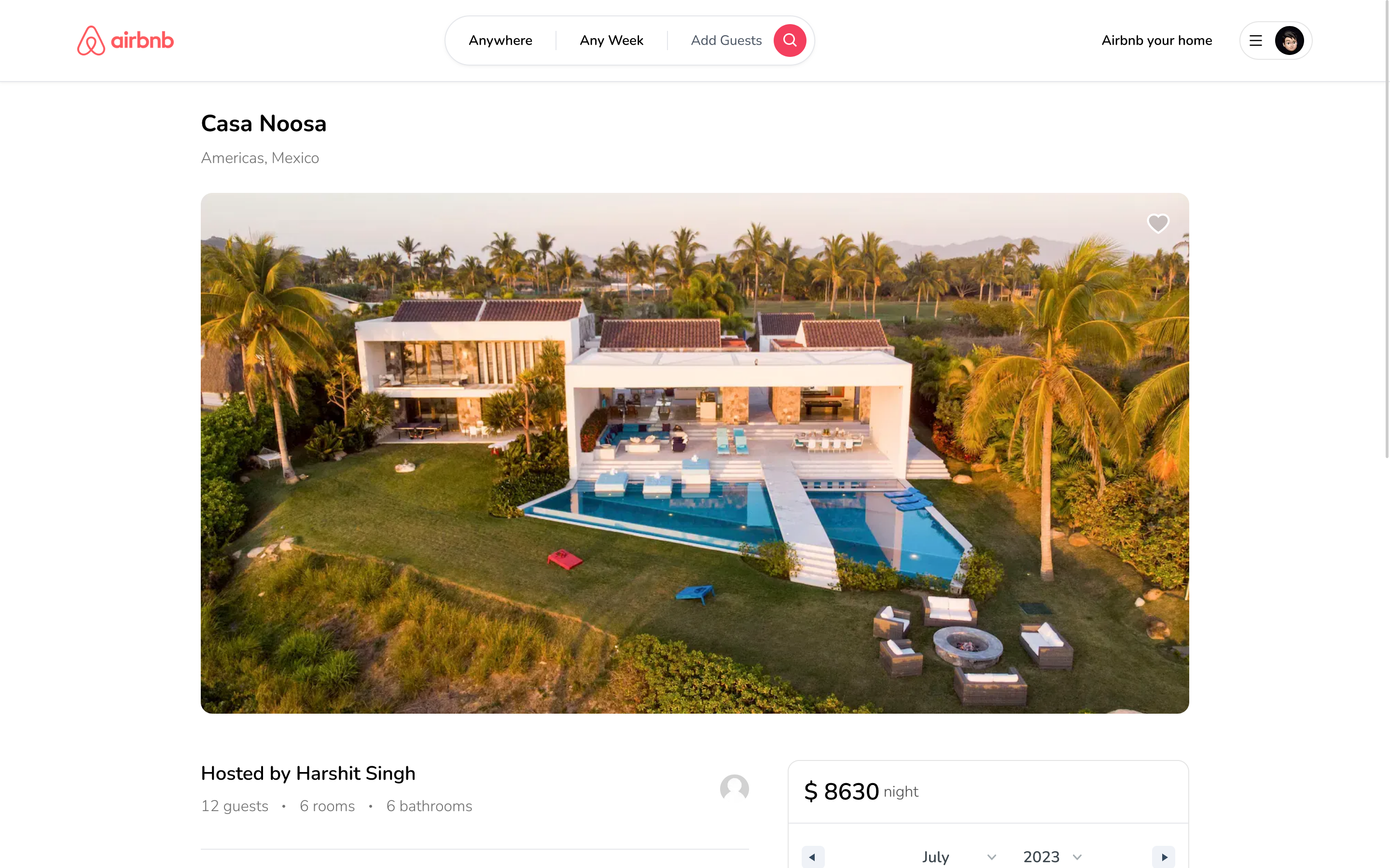 Airbnb clone listing details screen top | haptichash