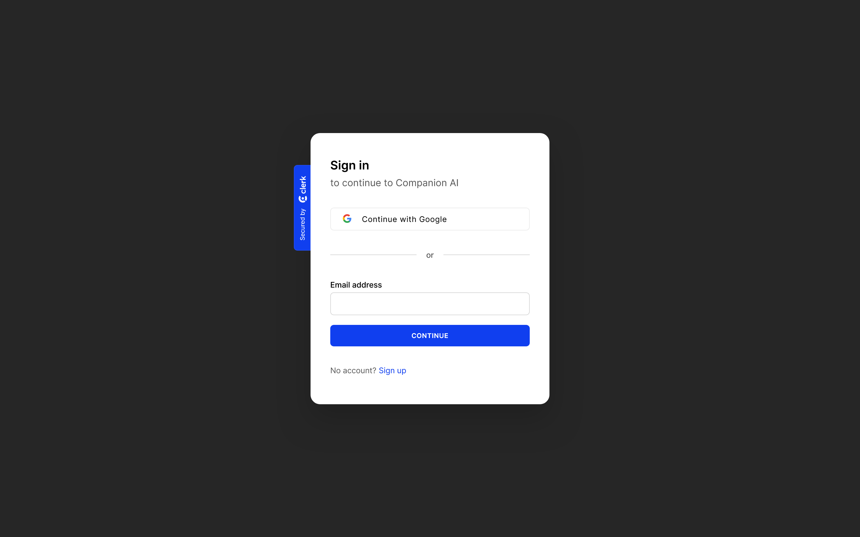 Companion AI - Login screen | haptichash