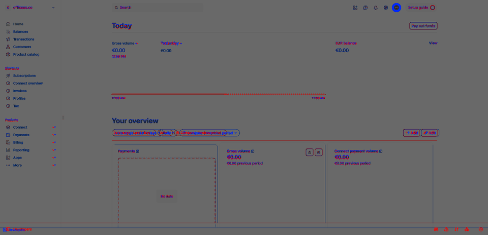 Stripe dashboard, pixel diff