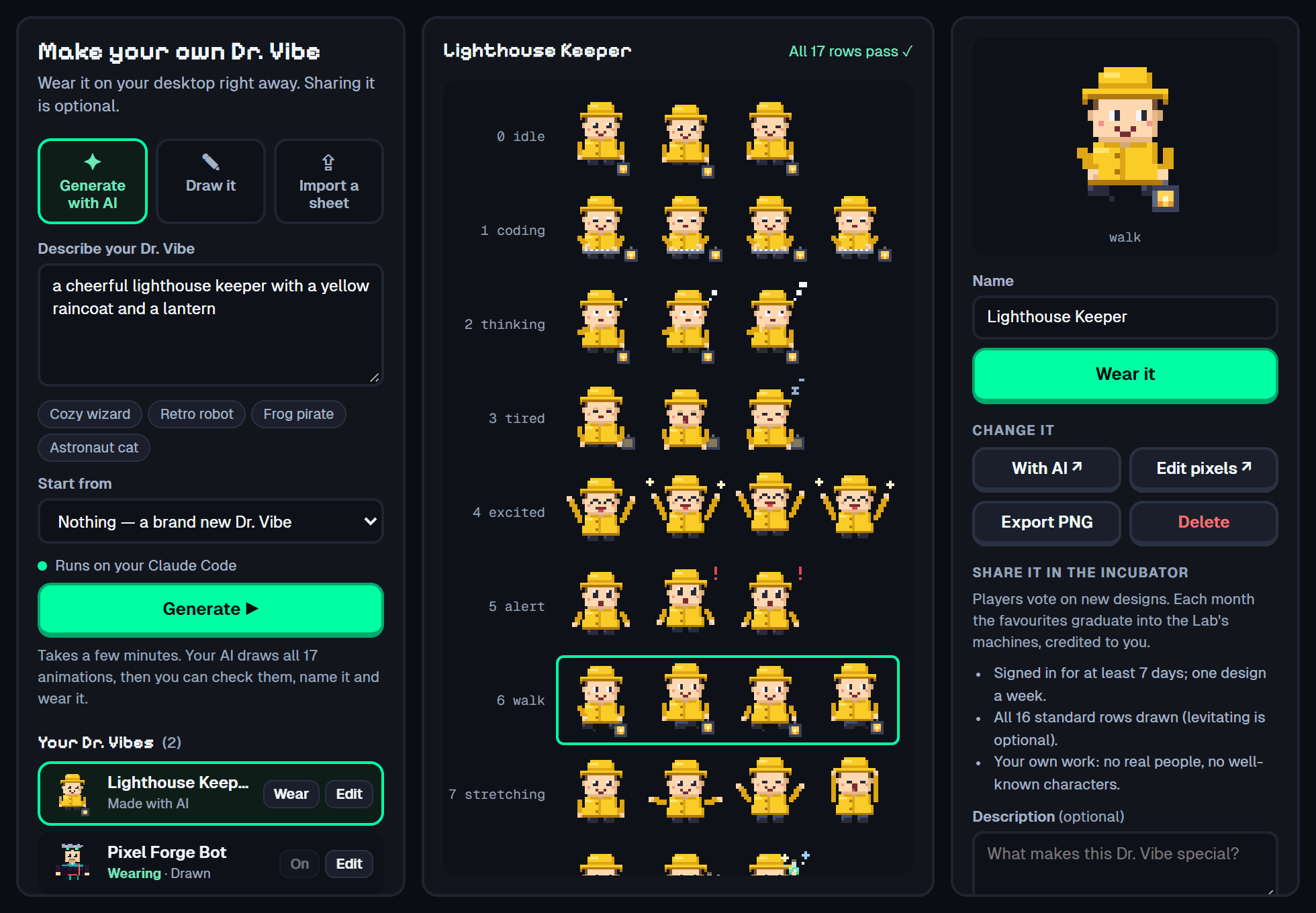 Make your own Dr. Vibe: a design passing all 17 row checks