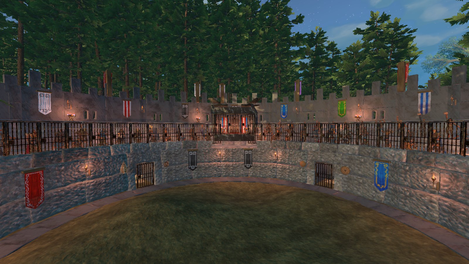 The ring: banners, torches and a full house behind the bars