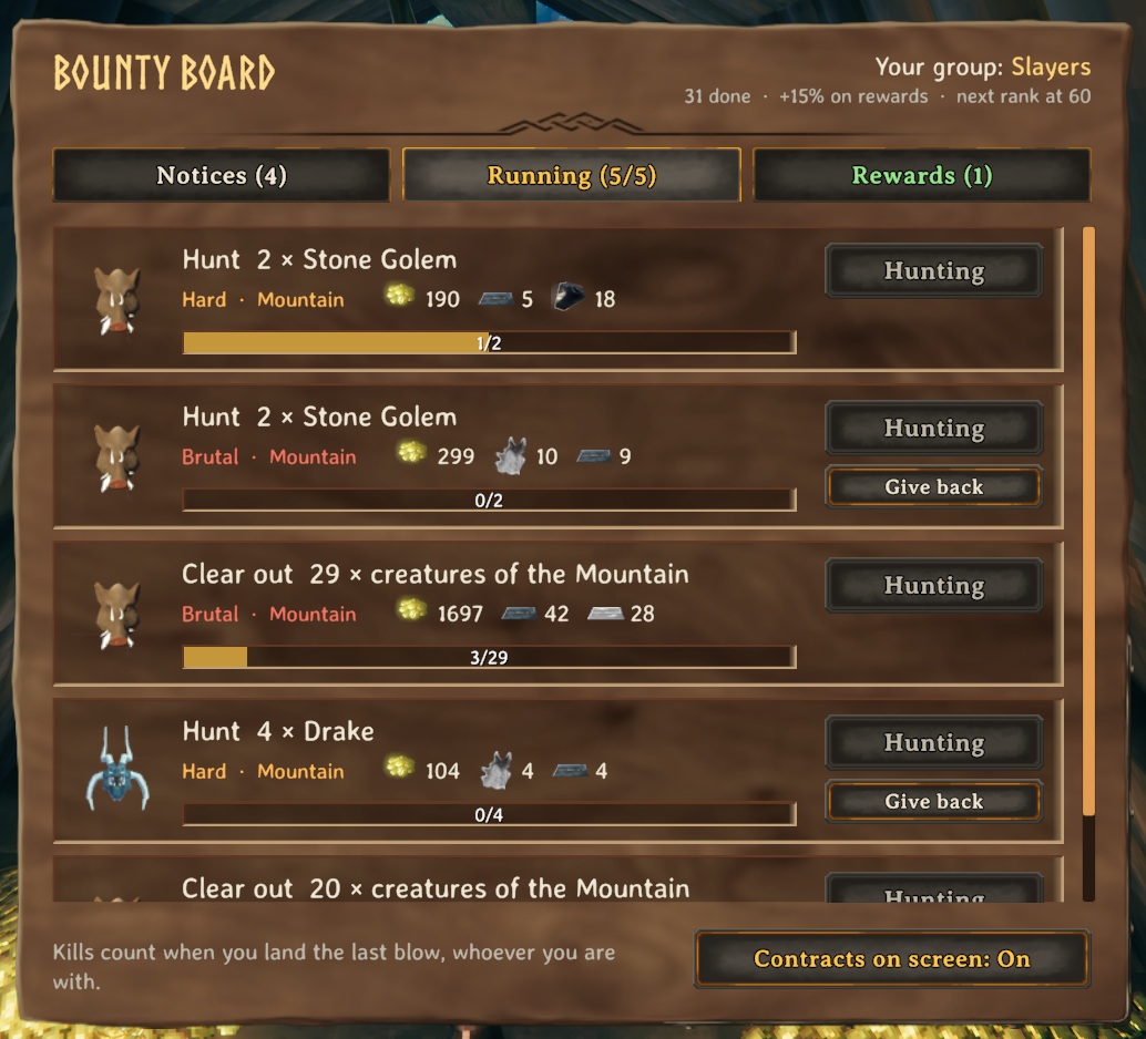 The group's running contracts on the board