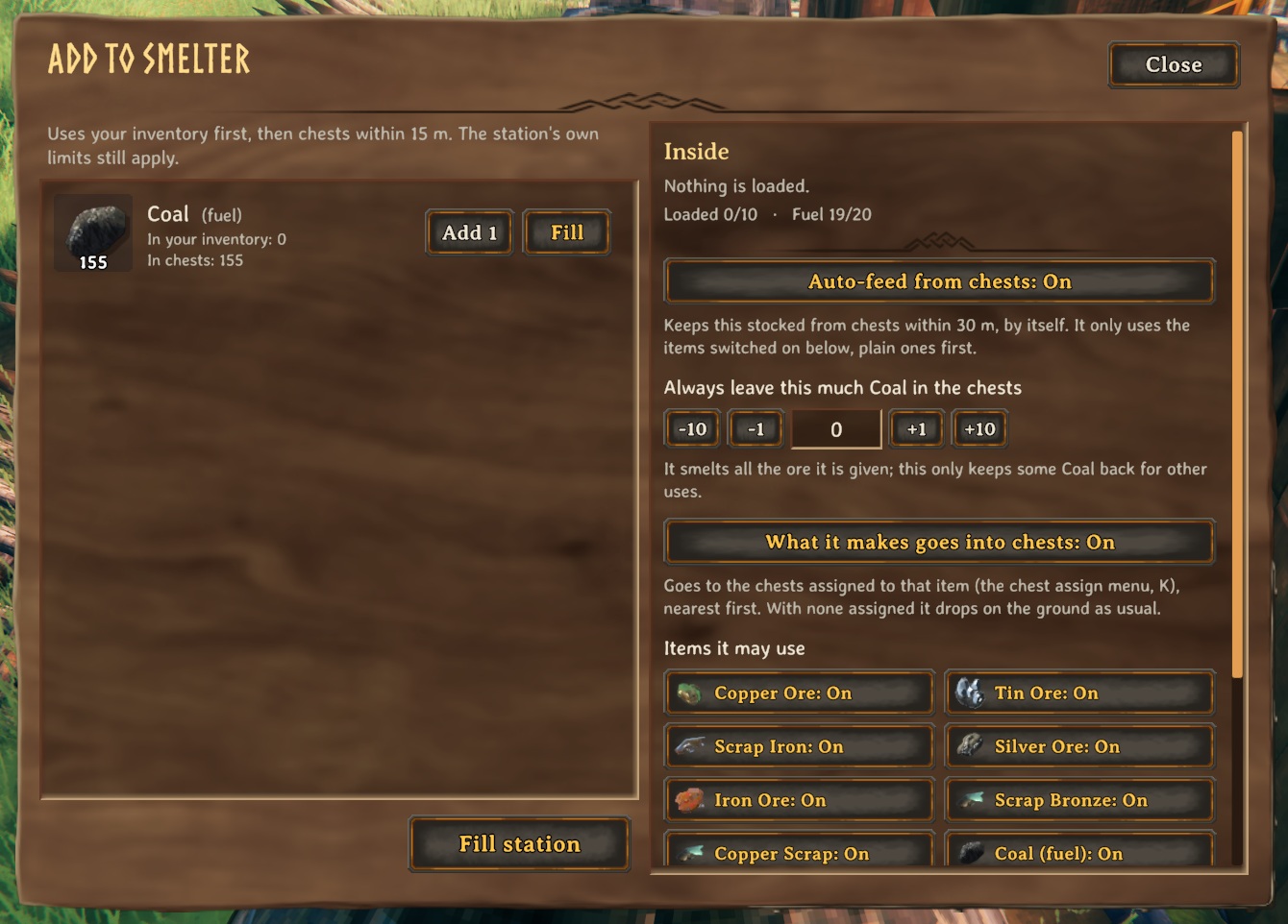 The menu at a smelter