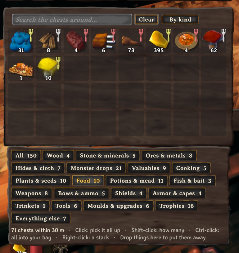 Everything in the chests around it, in one searchable list