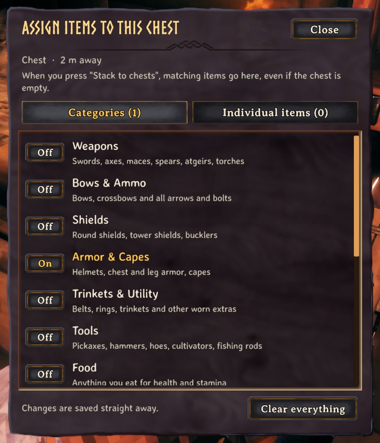 Choosing what a chest receives (K)