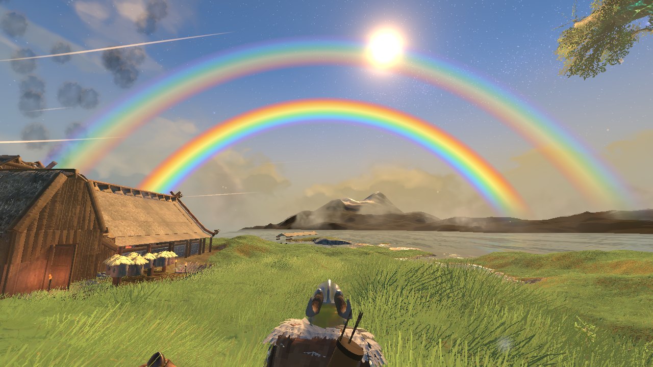 A double rainbow over the bay
