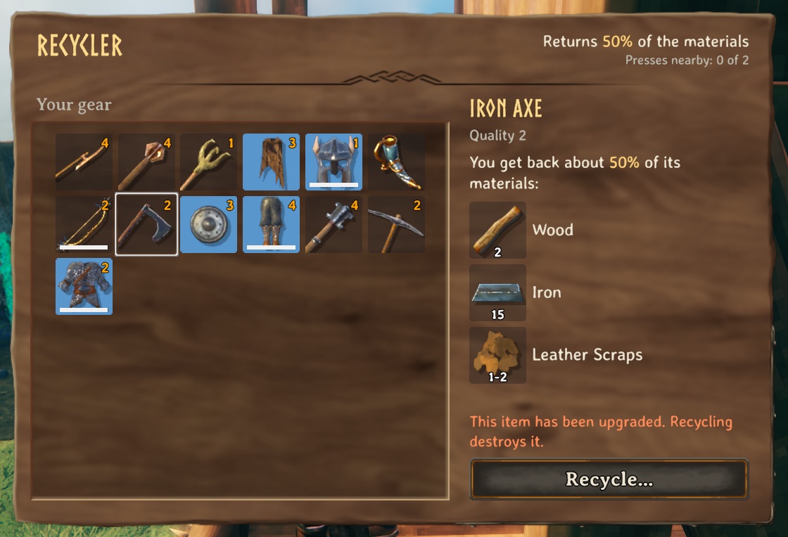 The Recycler's window: your gear, and what the hammer gives back