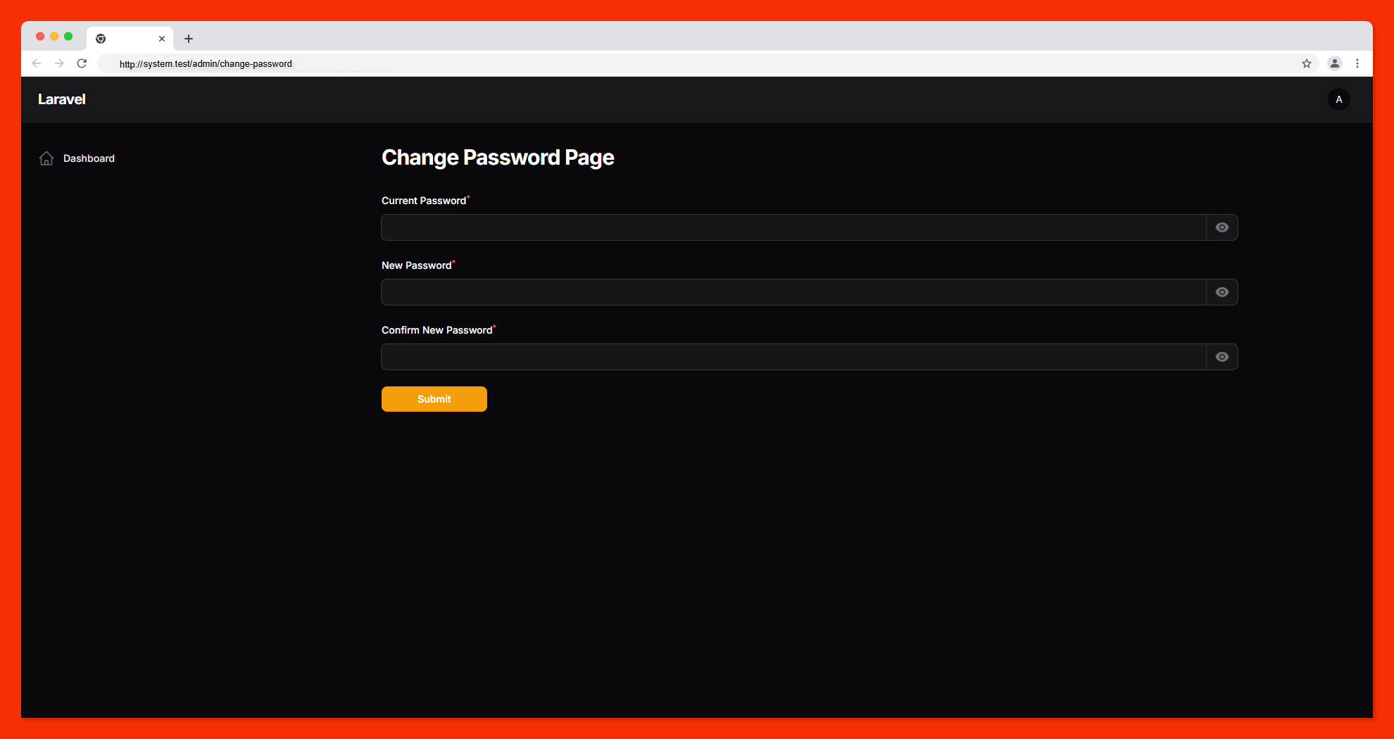 Change Password Page Screenshot