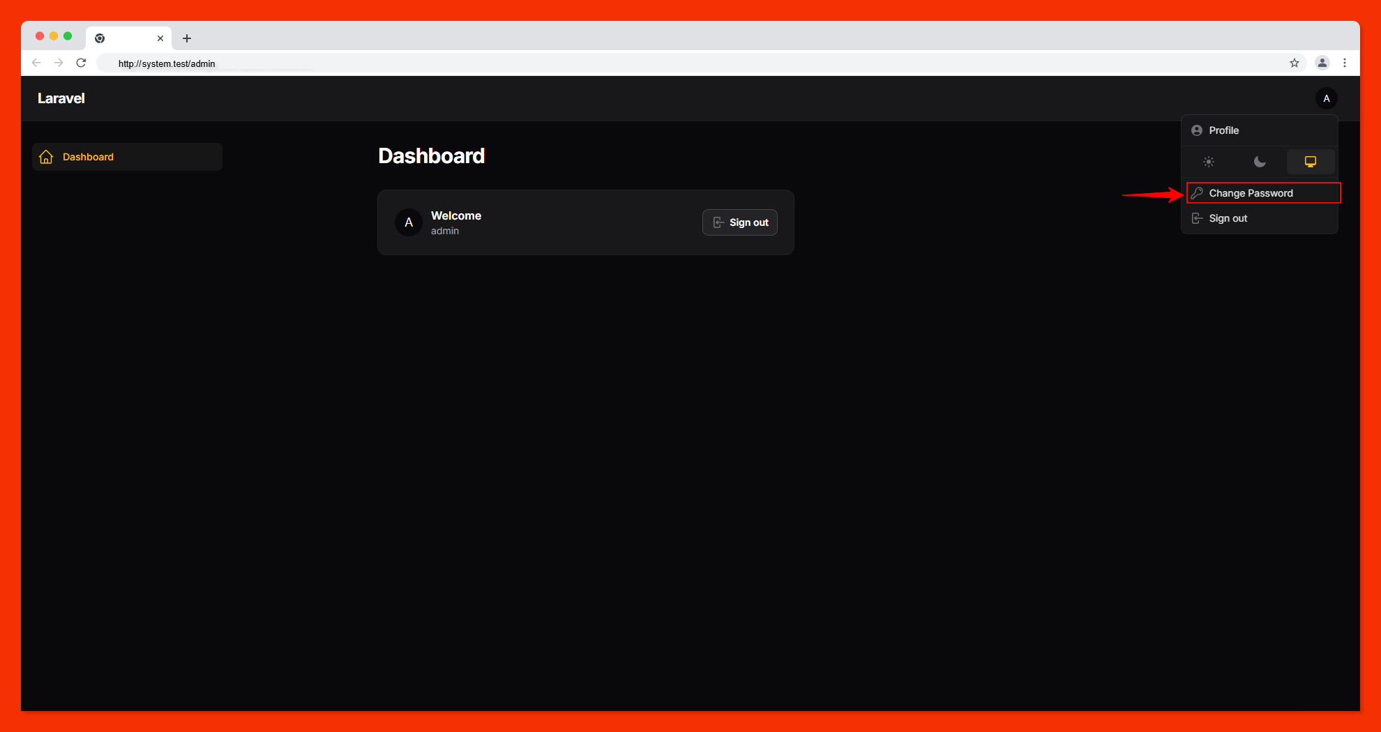 Change Password Page Screenshot