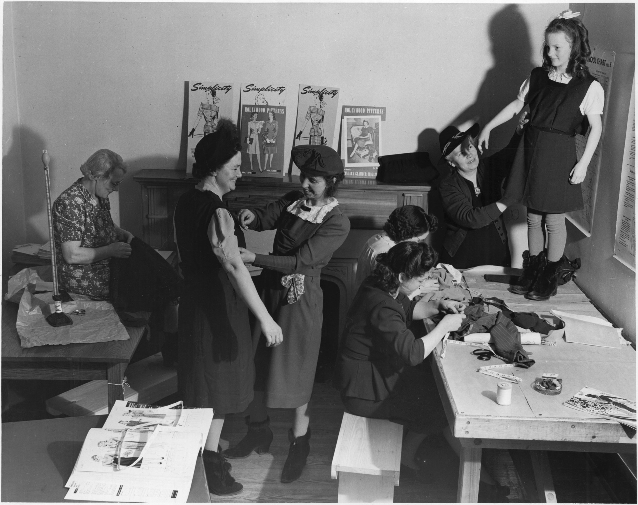 Clothing salvage centre at the General Engineering Company munitions factory, Scarborough, circa 1943.