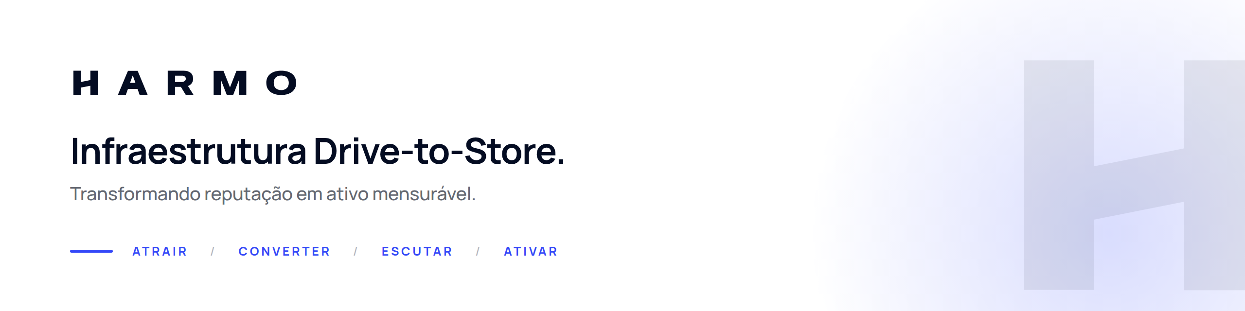 Harmo. Infraestrutura Drive-to-Store. Transformando reputação em ativo mensurável.