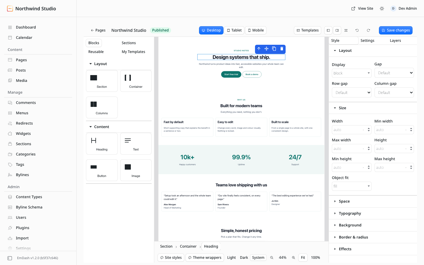 The visual builder