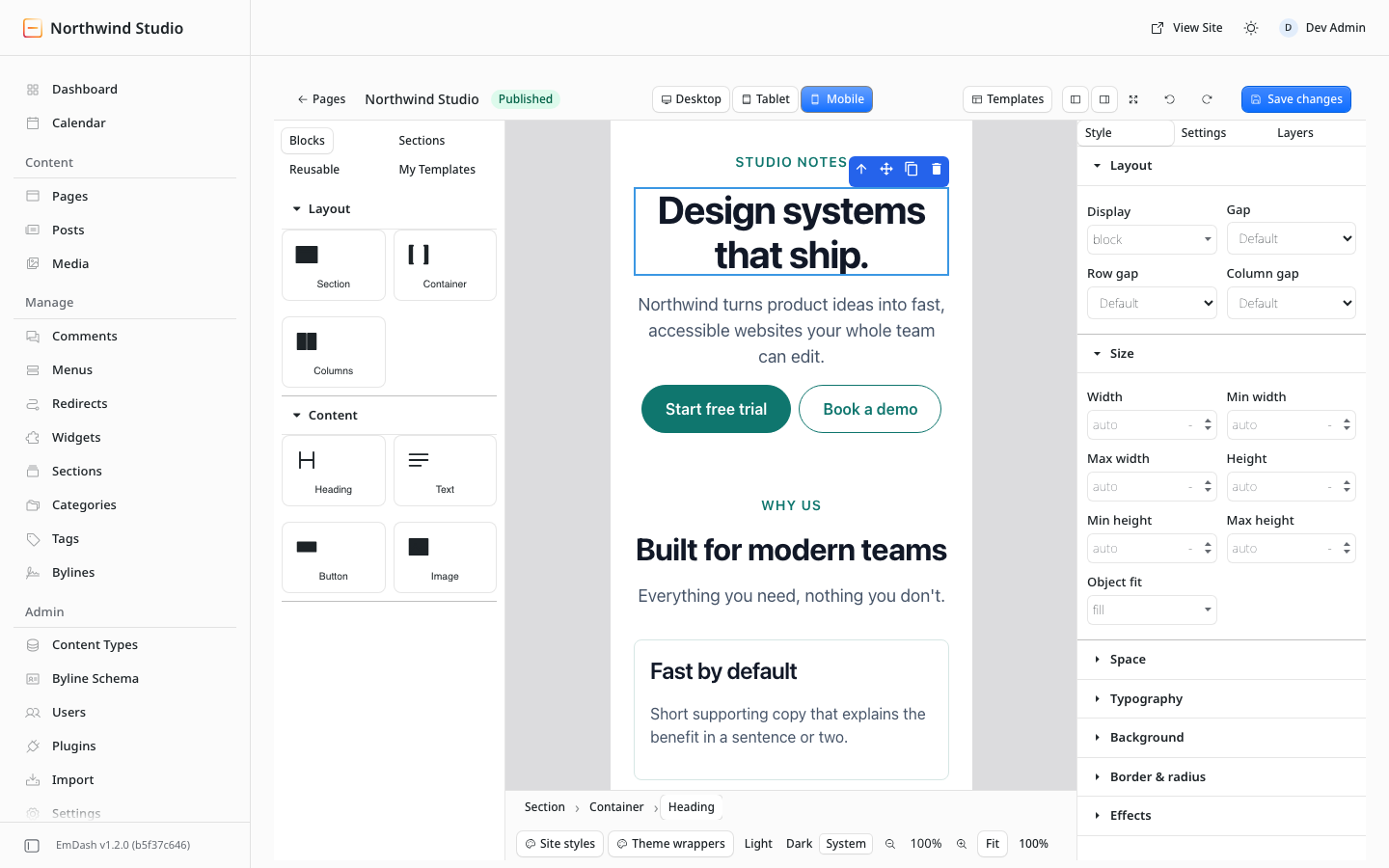 Responsive editing
