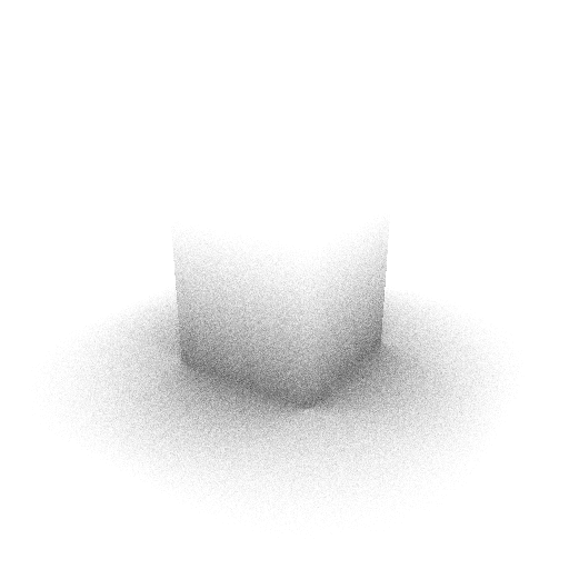 Ray-traced ambient occlusion: grainy, with dark contact shadows along the base of the box.