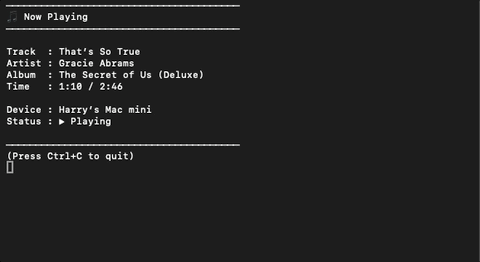 Currently Playing CLI Gif