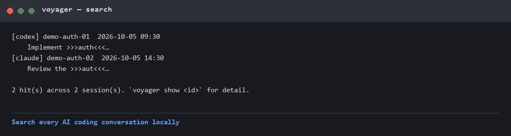 Search every AI coding conversation locally