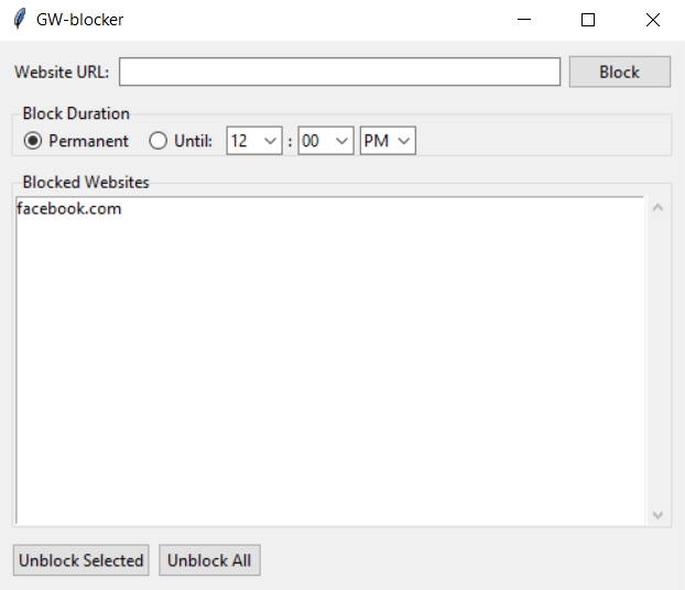 GW-Blocker Screenshot